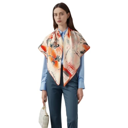 Cashmere-soft Mercerized wool Shawl Pashmina Lightweight Travel Wrap & Evening Scarf |Office |Wedding - color: 20 Orange