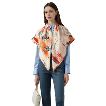 Cashmere-soft Mercerized wool Shawl Pashmina Lightweight Travel Wrap & Evening Scarf |Office |Wedding - color: 20 Orange
