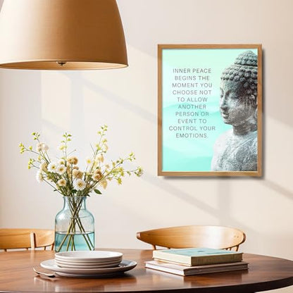 Buddha Art 11x14 FRAMED - Inspirational Meditation Spa, Yoga, Meditation Room Decor - Motivational Quotes Zen Wall Art - spiritual New Age Gifts for Women, Blue Positive Quotes, Motivation Inspiration - size: 11"L x 14"W, style: Framed