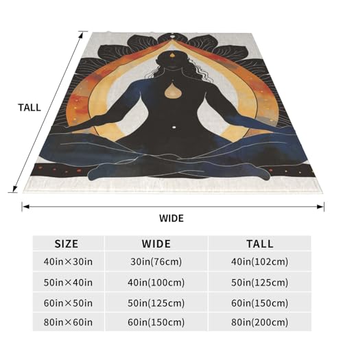 Yoga Meditation Printed Flannel Throw Blanket, Plush Warm Sofa Throw Blanket for Couch, Bed, Travel, Camping, Cinema 60x50 Inch - size: 60x50 Inch