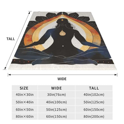 Yoga Meditation Printed Flannel Throw Blanket, Plush Warm Sofa Throw Blanket for Couch, Bed, Travel, Camping, Cinema 60x50 Inch - size: 60x50 Inch
