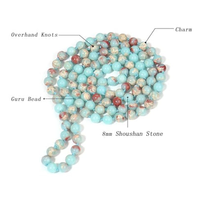 Beaded Necklace Hand Knotted for Woman - color: Shoushan Stone 1