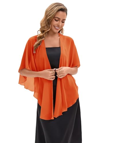 Baoqiya Chiffon Shawl Evening Scarf Shawls and Wraps for Women Wedding Party Bridal Scarves Cover Ups - color: Orange