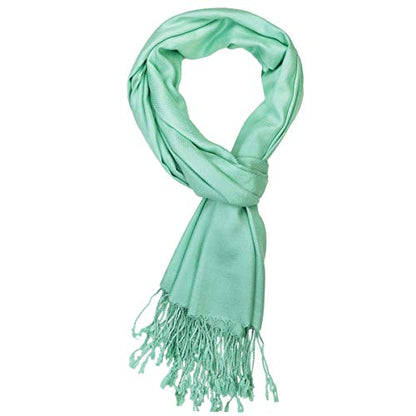 Falari Women's Soft Solid Color Pashmina Shawl Wrap Scarf, for Wedding, Bridesmaid Gifts, Evening Dress - color: Mint