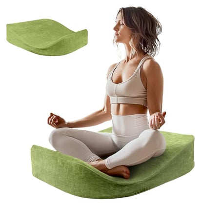 Meditation Cushion - Floor Pillow, Enlarge High Density Extremely Firm, Large Big Foam Floor Cushion Seating for Adults - Premium Yoga Pillows for Adults Gifts for Women, Men Green