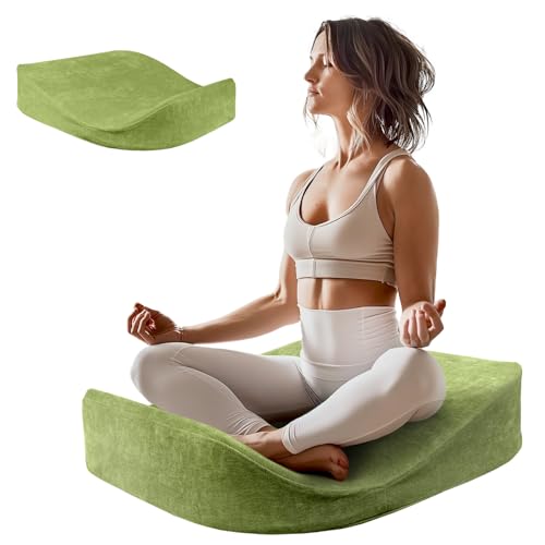 Meditation Cushion - Floor Pillow, Enlarge High Density Extremely Firm, Large Big Foam Floor Cushion Seating for Adults - Premium Yoga Pillows for Adults Gifts for Women, Men Green