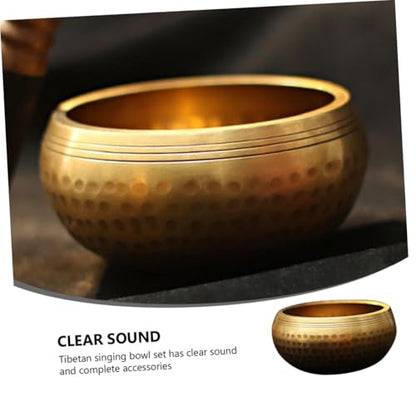 Beaupretty Tibetan Singing Bowl Set Meditation Sound Bowl with Striker and Cushion for Healing Yoga Mindfulness Relaxation Spiritual Gifts for Meditation Lovers
