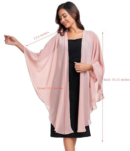 TONGFANTFL Shawls Wraps for Evening Wedding Party Chiffon Scarf Soft Bridal Wraps Wedding Guest Shawl Coverage - color: Blush