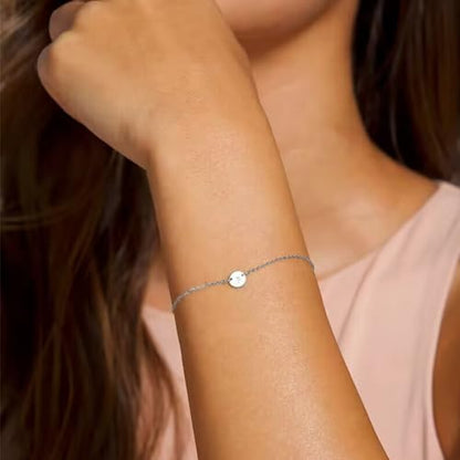 Personalized Initial Bracelet for Women Stainless Steel Letters Bracelet Delicate Coin Dainty Disc Alphabet Charm Bracelet Monogram Name Bracelet - style: V