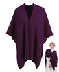 MissShorthair Knit Shawl Wraps for Women Boho Crochet Shawls Cape Open Front Cardigan - color: Violet