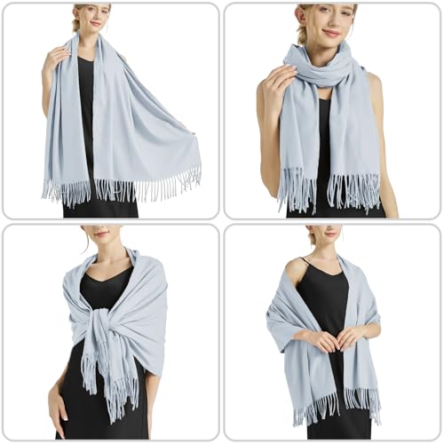 Ciormis Pashmina Scarf for Women, Soft Pashminas Shawls and Wraps for Evening Dresses, Wedding Bride Bridesmaid Shawls Scarf - color: Light Gray
