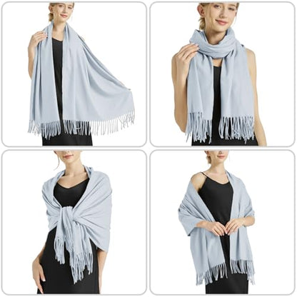 Ciormis Pashmina Scarf for Women, Soft Pashminas Shawls and Wraps for Evening Dresses, Wedding Bride Bridesmaid Shawls Scarf - color: Light Gray