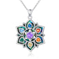 FLYOW 7 Chakra Necklace 925 Sterling Silver Lotus Flower Rainbow Stones Yoga Energy Balance Pendant Spiritual Healing Jewelry Birthday Gifts for Anxiety Stress Relief Balancing Meditation