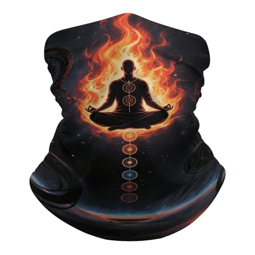 Blacklight Seven Chakra Yoga Meditation Neck Gaiter Bandana, Breathable & Comfortable Neck Warmer for Men Women, Dust & Wind Protection Ski Face Mask for Outdoor Sports
