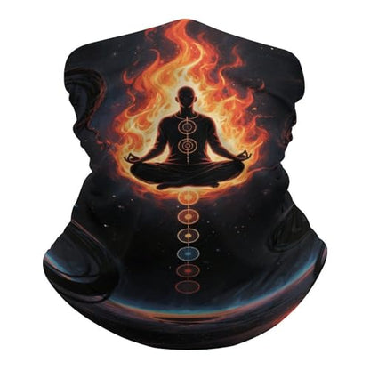 Blacklight Seven Chakra Yoga Meditation Neck Gaiter Bandana, Breathable & Comfortable Neck Warmer for Men Women, Dust & Wind Protection Ski Face Mask for Outdoor Sports