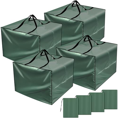 Patelai 4 Pcs 105 Gallon Cushion Cover Storage Bag 32 x 32 x 24'' Outdoor Waterproof Oxford Camping Moving Bag with Zipper Handles for Xmas Tree Ornament Patio Furniture Pillow Packing (Green) - color: green