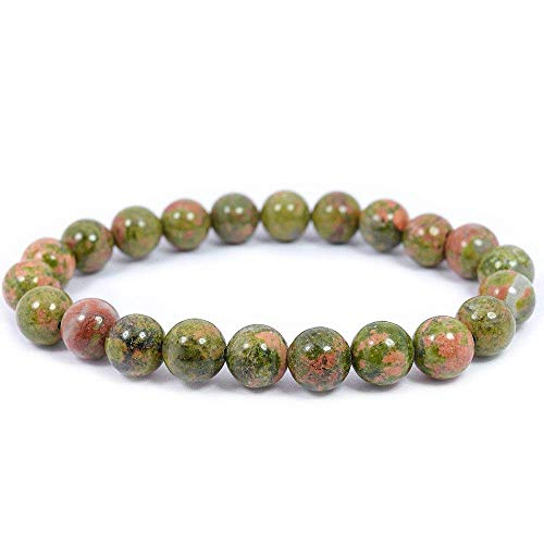 Marka JewelryNatural Unakite Gemstone Bracelet Round Loose Beads 8mm| Handmade Semi-Precious Gemstone Stretch Bracelet for Men & Women