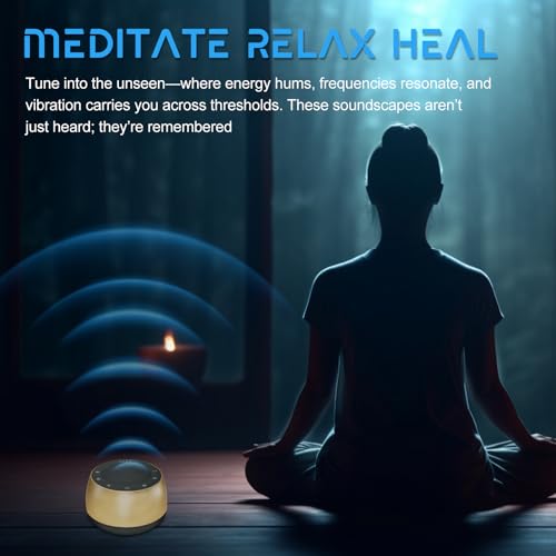 Meditation Sound Machine,Portable Electronic Singing Bowl Frequency Healing,256HZ-432HZ-528HZ 9 Tones Singing Bowl Frequency Generator for Healing with 4 Level Timer and Luminous Button
