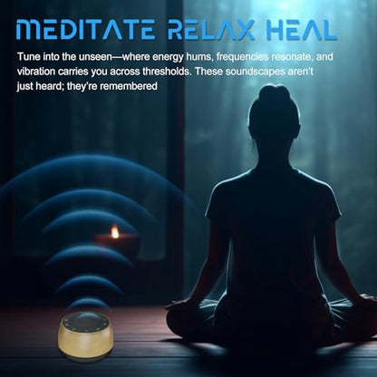 Meditation Sound Machine,Portable Electronic Singing Bowl Frequency Healing,256HZ-432HZ-528HZ 9 Tones Singing Bowl Frequency Generator for Healing with 4 Level Timer and Luminous Button