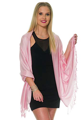 Pashmina Shawls and Wraps for Evening Dresses, Large Soft Pashminas Wedding Shawl - color: Pastel Soft Pink