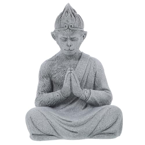 Mini Buddha Figurine for Zen Garden Decor Stable Stone Powder Statue for Fish Tank Compact Meditation Buddha Ornament for Home and Outdoor Spaces - size: 13.50X9.50X7.00CM
