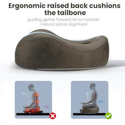 Meditation Cushion, Yoga Cushion for Meditation - Cross Leg Floor Pillow for Meditator at Home, Ergonomic Comfortable Memory Foam Zafu Relieves Numbness Tailbone & Hip Pain from Long Sitting.