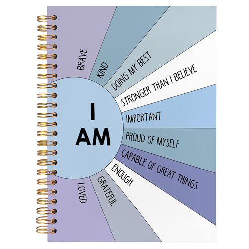 BearCake Positive Affirmations Gifts, Inspirational Motivational Notebook Journal, Boho Sunshine Notebook Journal, Inspirational Gifts for Women, I am Brave Kind Hardcover Spiral Notebook 5.5x8.3 Purple - color: physiotherapy-blue I am