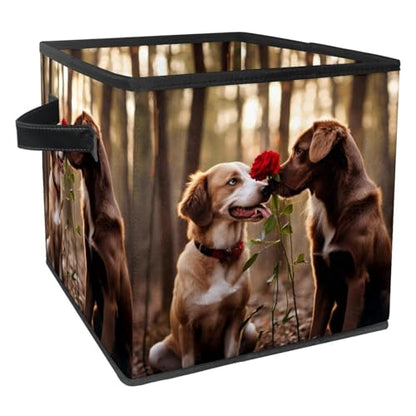 Storage Bags,Clothes Storage Bins Foldable with Handle,1-Pc,Animals Dog Flowers Nature Pet