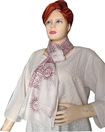 KVR Hindu Pooja Religious Cotton Indian prayer scarf with OM Krishna Ganesha Shiva Nataraja yoga spiritual auspicious prints - color: White-ganesha-3
