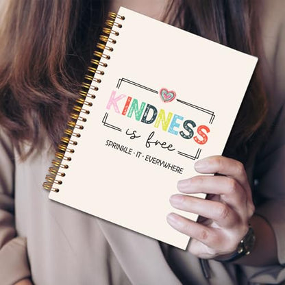 JINYO Inspirational Kindness Quote Notebook, Kindness Gifts, Kindness Is Free Sprinkle It Everywhere Motivational Notebooks for Women Men, Positive Affirmations Journal, Spiral Notebook 5.5x8.3 Inch - color: white Kindness Notebook