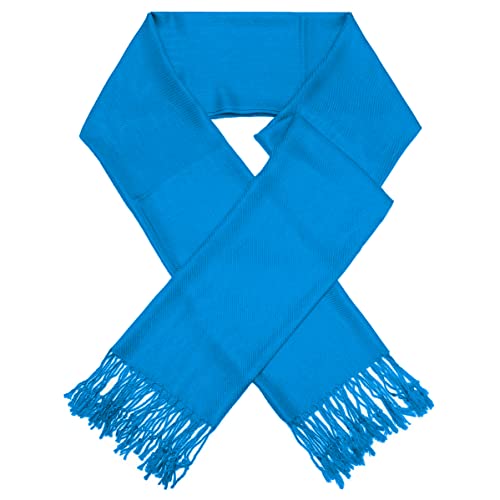 Glory Max Women Large Soft Silky Pashmina Shawl Wrap Scarf in Plain Solid Colors - color: Sky Blue