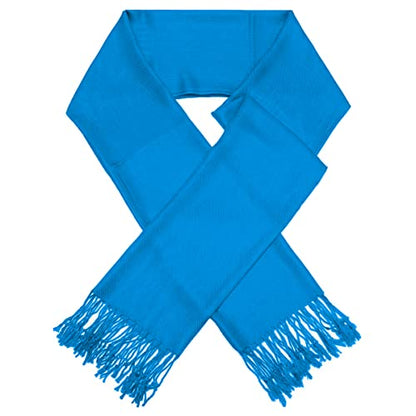Glory Max Women Large Soft Silky Pashmina Shawl Wrap Scarf in Plain Solid Colors - color: Sky Blue