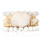 RIAH FASHION Bohemian Acrylic Druzy Multi-Layer Bead Statement Bracelet - Versatile Faux Stone Pendant Stretch Strand Stackable Cuff Bangle Set Sparkly Crystal - color: Acrylic Druzy & Natural Stone Bead White Howlite
