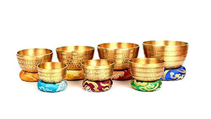SBN Chakra Healing Tibetan Bronze Singing Bowl 7 Sets of Meditation Bowls from Nepal