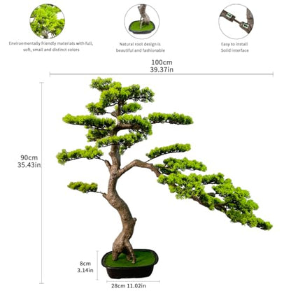 3ft（36in） Artificial Bonsai Tree Juniper Faux Plants Indoor Big Fake Plants Decor with Ceramic Pots for Home Table Office Desk Shelf Bedroom Living Room Decorations (Green)