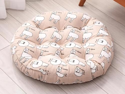 Japanese Round Futon,Large Cotton Linen Tatami Floor Pillow,Thicken Tufted Cotton Seat Cushion,Floor Cushion,Yoga Meditation Cushion Balcony Outdoor(Size:40x40cm(16x16inch),Color:E)