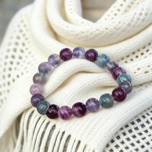 Natural Handmade Healing Chakra Bracelet - color: 10mm-Fluorite-FOR 7-8 INCH WRIST