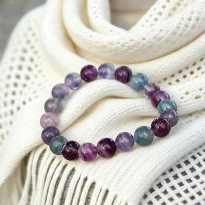 Natural Handmade Healing Chakra Bracelet - color: 10mm-Fluorite-FOR 7-8 INCH WRIST