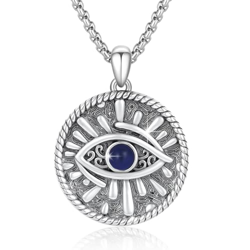 Evil Eye Necklace for Women 925 Sterling Silver, Protection Necklace with Blue Evil Eye Charm, Evil Eye/Lotus Pendant Jewelry, Birthday Christmas Gifts for Her - style: Blue Evil Eyes 05