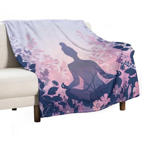 Meditation Yoga Throw Blanket, Soft Cozy Warm Abstract Floral Botanical Flannel Blankets for Sofa Couch Bed, 30x40 Inch - color: Meditation Yoga, size: 30"x40"