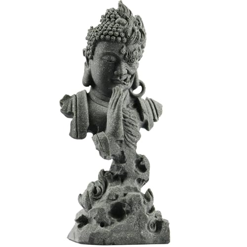 livelyfish Meditating Buddha Statue Zen Garden Statues Sandstone Thinker Buddha Sculpture Figurine for Fish Tank Aquarium Home Decorations, Gift (CS) - size: CS