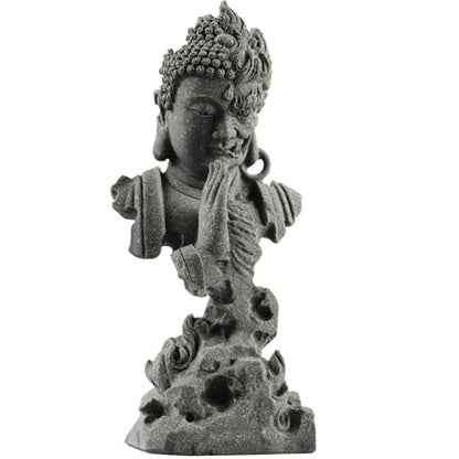 livelyfish Meditating Buddha Statue Zen Garden Statues Sandstone Thinker Buddha Sculpture Figurine for Fish Tank Aquarium Home Decorations, Gift (CS) - size: CS