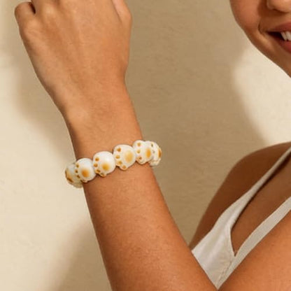 Bodhi Fidget Bracelet Anxiety Relief Items Bodhi Seed Beads, Elastic Wristband Meditation Yoga Mindfulness Worry Beads, Birthday Gift for Her for Women, White Dot Print Stackable Jewelry - color: A1:Cat Paw Bracelet