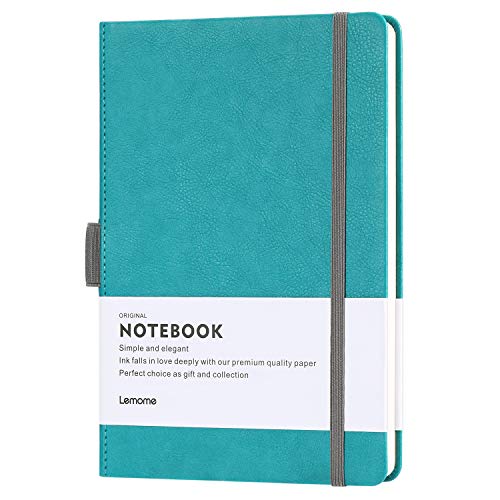 Lemome Thick Classic Notebook with Pen Loop A5 College Ruled Hardcover Writing Notebook with Pocket + Page Dividers Gifts, Banded, Large, 180 Pages, 8.4 x 5.7 in - color: green