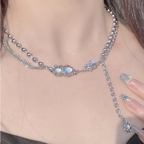 Y2k Irregular Necklace Star Pendant Moonlight Stone Fashion Collar Chain Design Spicy Silver Jewelry for Women - color: Style8