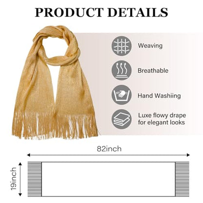 Sumolux Shawls Wraps for Evening Dresses Metallic Glitter Shawls Scarf for Women Sparkling Wedding with Free Buckle - color: Golden