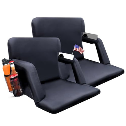 Stadium Seats for Bleacher Chairs (Black, Wide-22.5"-2 Pack) | Back Support, Cushion - size: Wide-22.5"-2 Pack