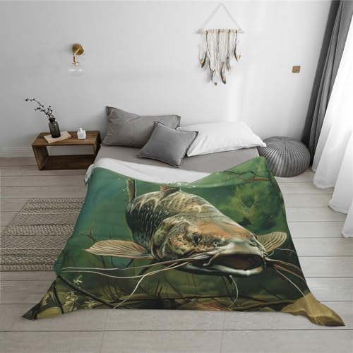 Underwater Catfish Prints Throw Blanket (320g Flannel) Anti-Pilling Warm Fuzzy Blankets for Bed Sofa Couch Travel 40x30 Inch - color: Underwater Catfish, size: 40x30 Inch