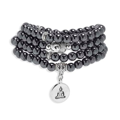 108 Mala Beads Bracelet/Necklace with Buddha Charm – Meditation Beads, Yoga Jewelry, Prayer Beads, Zen Necklace – Ideal Gift for Spiritual Practice - style: Hematite