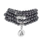 108 Mala Beads Bracelet/Necklace with Buddha Charm – Meditation Beads, Yoga Jewelry, Prayer Beads, Zen Necklace – Ideal Gift for Spiritual Practice - style: Hematite